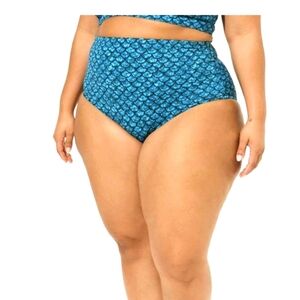 High Waist Smooth Swim Bottom mermaid scale plus size 3x Teal
